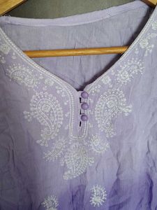 Lavender Ombre Embroidered Kurta