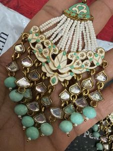 Stunning Mint Green Jhumka Earrings