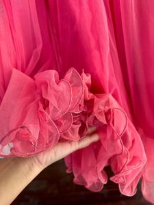 Flamingo pink Skirt-Palazzo &amp; Top Chunni Set