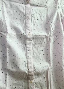 Pink Speckled Short Sleeve Button-Up Shirt