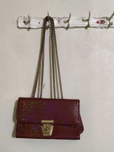 Chic Burgundy Holographic Clutch