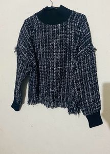 Tweed Fringe Sweater