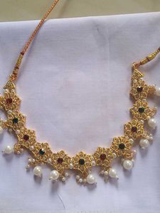 Vintage Style Pearl & Stone Necklace