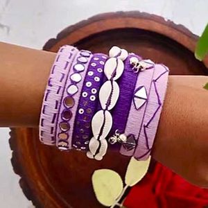 Boho Chic Purple Shell Bangles Set💜