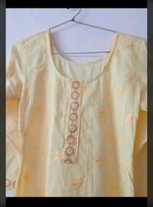 Chic Yellow Embroidered Kurta Set