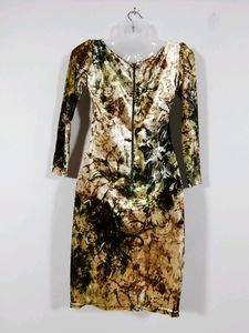 Grass Multicolour Printed Velvet Dress (Women)