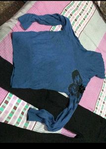 Blue Beaded Butterfly Top sweater and pants