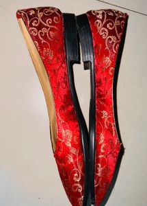 Partywear Red Brocade Ballet Flats