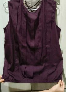Stylish dark purple Lattice Back Top