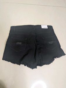 Black Distressed Denim Shorts