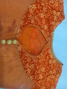 Orange Floral Print Blouse