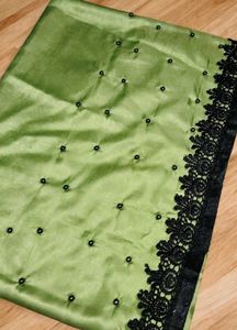 Elegant Lime Green Saree with Black Border