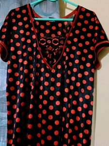 Beautiful Black And Red Satin Nighty