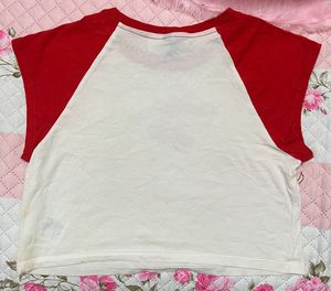 H&amp;M Divided Cherry Red &amp; White Crop Top