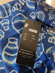 Bohemian Blue Shell Print Crop Top