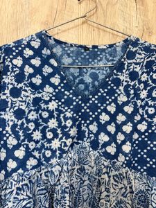 Blue &amp; White Block Print Kurta dress
