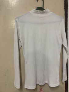 White Mock Neck Long Sleeve Top