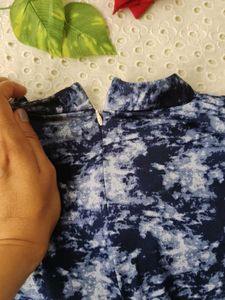 Blue Patterned Sleeveless Top