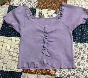 Lilac Ruffle Knit Top