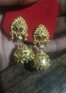 Gold Jhumka Earrings