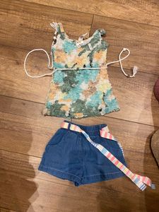 Girls Summer Top & Denim Shorts Outfit Set