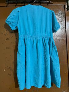 Bright Blue Button-Up Midi Dress