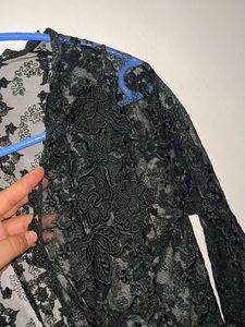 Elegant Black Lace Kimono