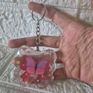 Cute Butterfly lip gloss + blush Keychain