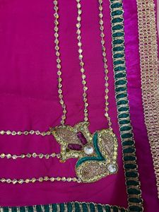 Double Color saree Yellow N Pink