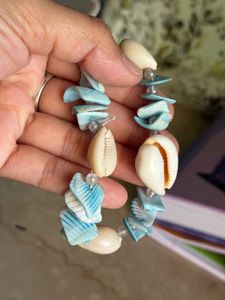Boho Shell & Blue Beaded Bracelet