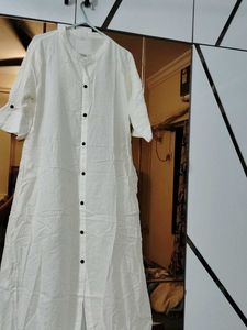 White Kurta Set with Black Buttons