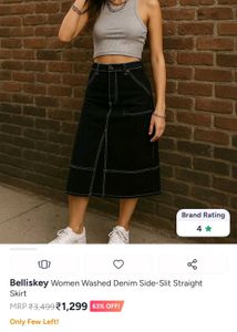 Black Denim Midi Skirt