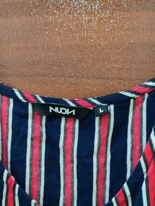 Striped Button-Front Jumpsuit
