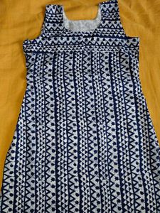 Blue and White Printed Kurta