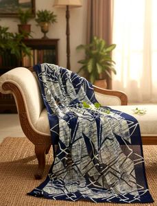 Elegant Abstract Print Saree Nevy Blue 💙
