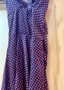 Navy &amp; Pink Polka Dot Halter Dress