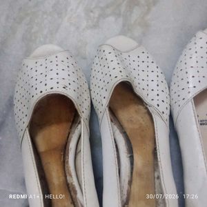 🥳 offer 🥳set of 2 pair Chic White Peep-Toe Flats