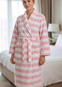 Cozy Pink Stripe Bathrobe