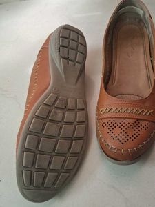 Bata Brown Leather Ballet Flats