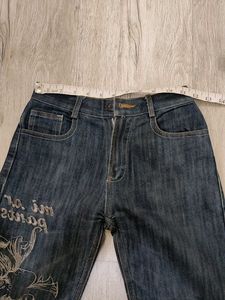 Y2k embroidery whimsical dragon jeans pants