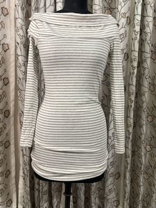 Striped Off-Shoulder Long Sleeve Top