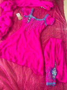 Stunning Pink Kurta Set with Embellishments