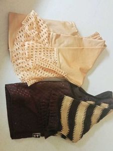 Elegant Lace & Striped Blouse Set