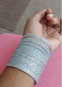 Sparkling Silver Bangles Set and myglamm lit liqui