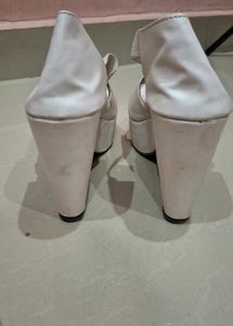 Stylish White Wedge Sandals