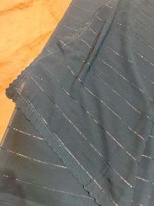 Teal saree with blouse