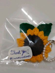 2 Sunflower Crochet Keychain