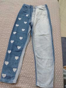 Cute Heart Patchwork Jeans