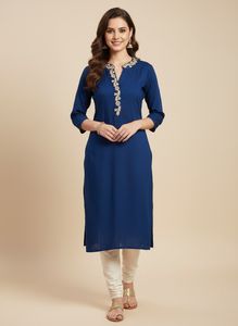 Elegant Blue Embroidered Kurta