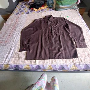 Men's Brown Striped Dress Shirt
